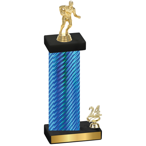 Accented Single Blue Carbon Fiber Year Rugby Trophy