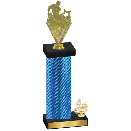 Accented Single Blue Carbon Fiber Fourth Place Rugby Trophy