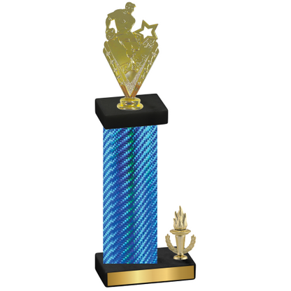 Accented Single Blue Carbon Fiber Victory Rugby Trophy