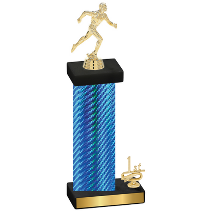 Accented Single Blue Carbon Fiber First Place Running Trophy