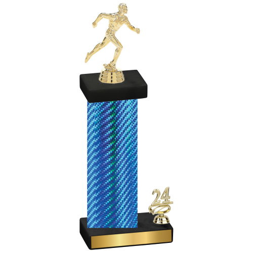 Accented Single Blue Carbon Fiber Year Running Trophy