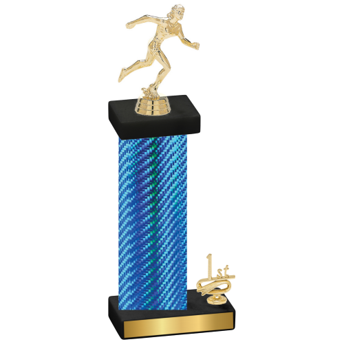 Accented Single Blue Carbon Fiber First Place Running Trophy