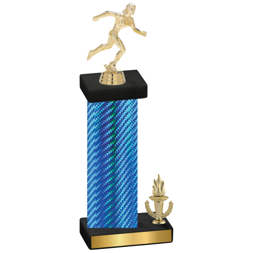 Accented Single Blue Carbon Fiber Victory Running Trophy