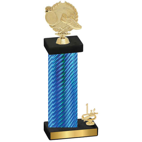 Accented Single Blue Carbon Fiber First Place Running Trophy