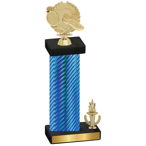 Accented Single Blue Carbon Fiber Victory Running Trophy