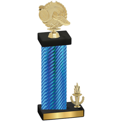 Accented Single Blue Carbon Fiber Victory Running Trophy