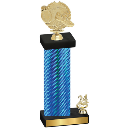 Accented Single Blue Carbon Fiber Year Running Trophy