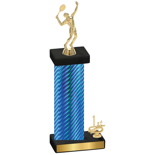 Accented Single Blue Carbon Fiber First Place Tennis Trophy