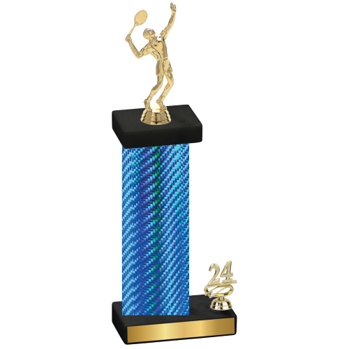 Accented Single Blue Carbon Fiber Year Tennis Trophy