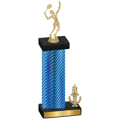 Accented Single Blue Carbon Fiber Victory Tennis Trophy