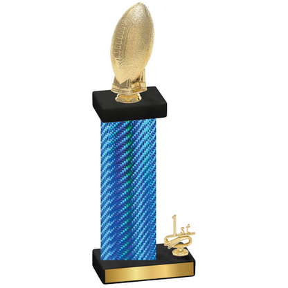 Accented Single Blue Carbon Fiber First Place Football Trophy