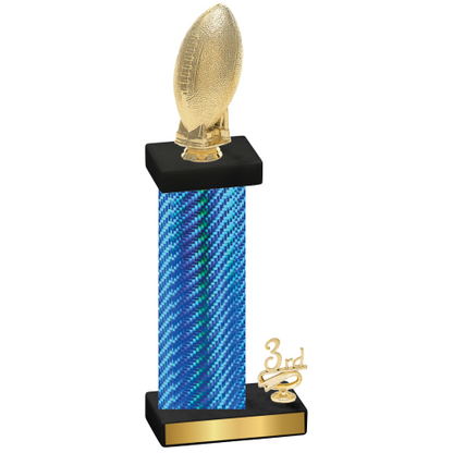 Accented Single Blue Carbon Fiber Third Place Football Trophy