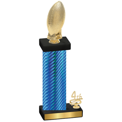 Accented Single Blue Carbon Fiber Fourth Place Football Trophy