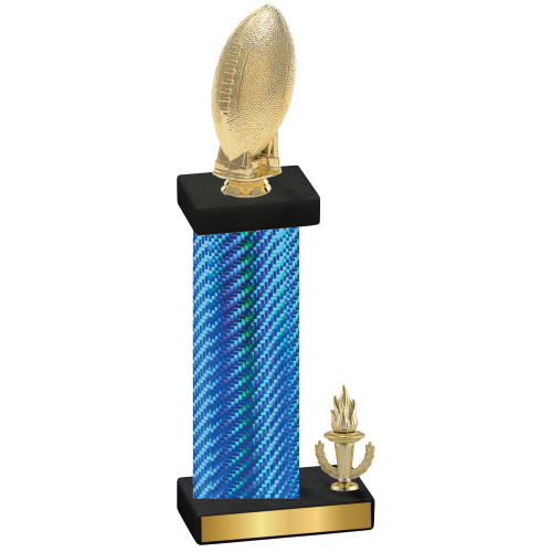 Accented Single Blue Carbon Fiber Victory Football Trophy