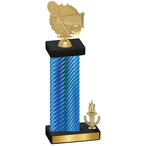 Accented Single Blue Carbon Fiber Victory Tennis Trophy