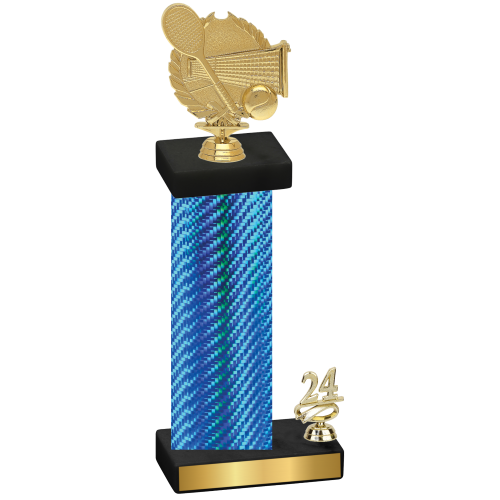 Accented Single Blue Carbon Fiber Year Tennis Trophy