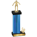 Accented Single Blue Carbon Fiber Fourth Place Wrestling Trophy
