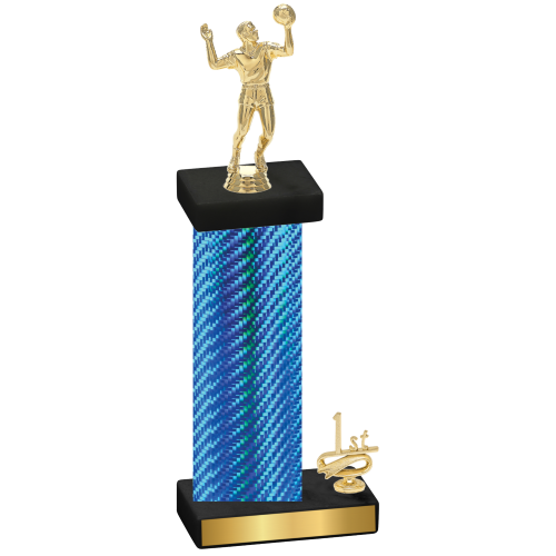 Accented Single Blue Carbon Fiber First Place Volleyball Trophy