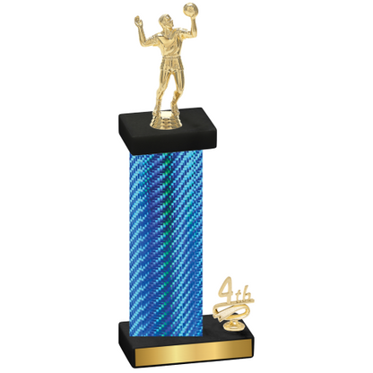 Accented Single Blue Carbon Fiber Fourth Place Volleyball Trophy