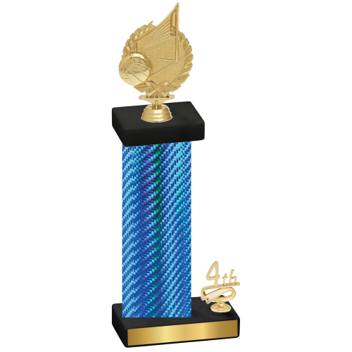 Accented Single Blue Carbon Fiber Fourth Place Volleyball Trophy