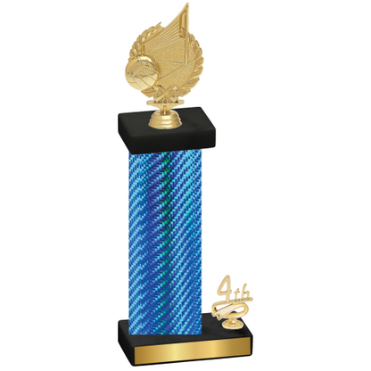 Accented Single Blue Carbon Fiber Fourth Place Volleyball Trophy