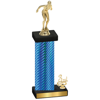 Accented Single Blue Carbon Fiber Third Place Tennis Trophy