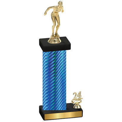 Accented Single Blue Carbon Fiber Year Tennis Trophy