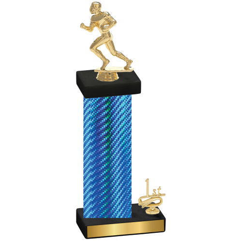 Accented Single Blue Carbon Fiber First Place Football Trophy