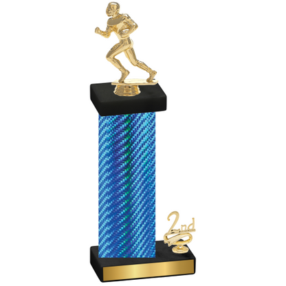 Accented Single Blue Carbon Fiber Second Place Football Trophy