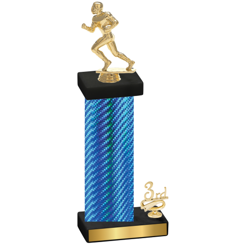 Accented Single Blue Carbon Fiber Third Place Football Trophy