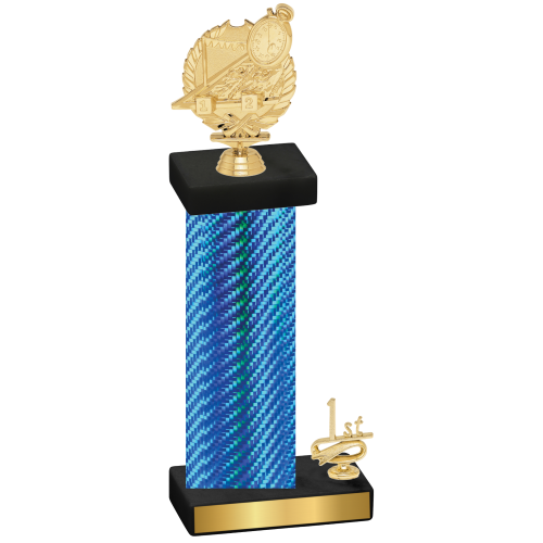 Accented Single Blue Carbon Fiber First Place Swimming Trophy