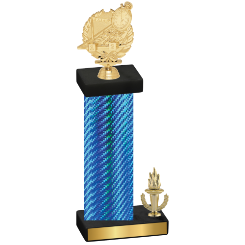 Accented Single Blue Carbon Fiber Victory Swimming Trophy