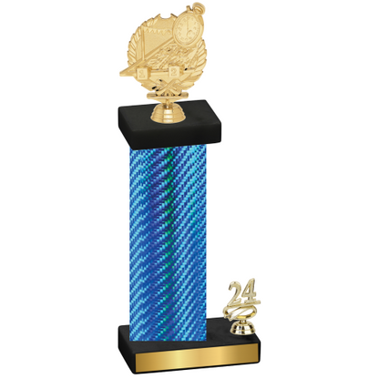 Accented Single Blue Carbon Fiber Year Swimming Trophy