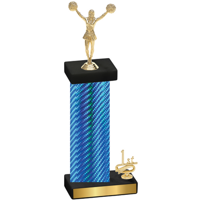 Accented Single Blue Carbon Fiber First Place Cheerleading Trophy