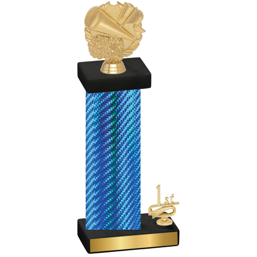 Accented Single Blue Carbon Fiber First Place Cheerleading Trophy