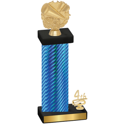 Accented Single Blue Carbon Fiber Fourth Place Cheerleading Trophy