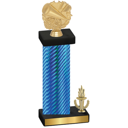 Accented Single Blue Carbon Fiber Victory Cheerleading Trophy