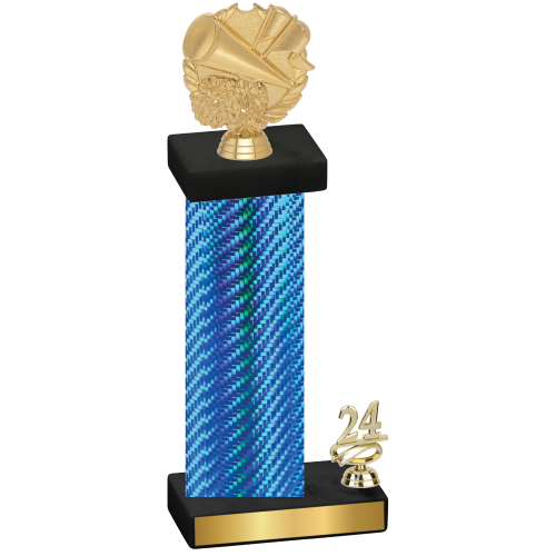 Accented Single Blue Carbon Fiber Year Cheerleading Trophy