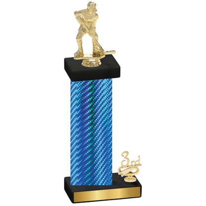 Accented Single Blue Carbon Fiber Third Place Hockey Trophy