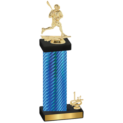 Accented Single Blue Carbon Fiber First Place Lacrosse Trophy