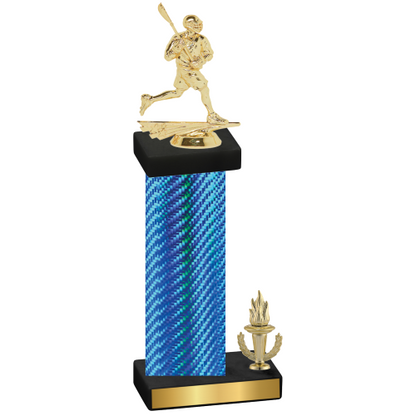 Accented Single Blue Carbon Fiber Victory Lacrosse Trophy