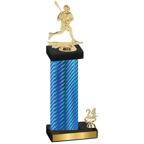 Accented Single Blue Carbon Fiber Year Lacrosse Trophy