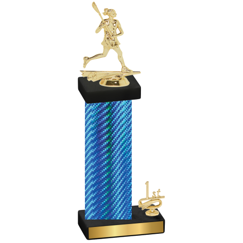 Accented Single Blue Carbon Fiber First Place Lacrosse Trophy