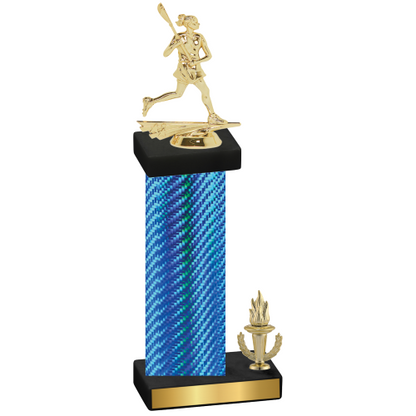 Accented Single Blue Carbon Fiber Victory Lacrosse Trophy