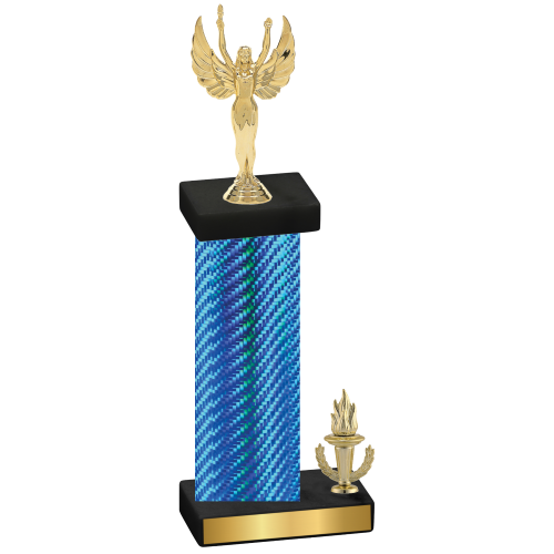 Accented Single Blue Carbon Fiber Victory Victory Trophy