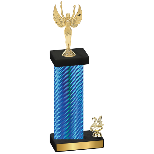 Accented Single Blue Carbon Fiber Year Victory Trophy