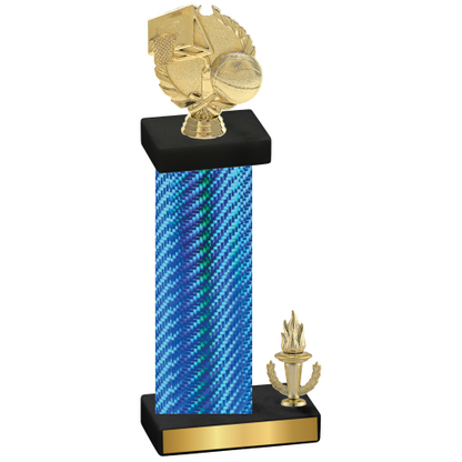 Accented Single Blue Carbon Fiber Victory Basketball Trophy