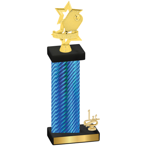 Accented Single Blue Carbon Fiber First Place Pickleball Trophy