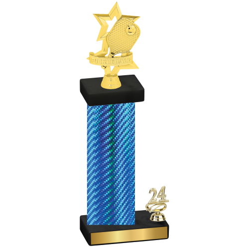 Accented Single Blue Carbon Fiber Year Pickleball Trophy