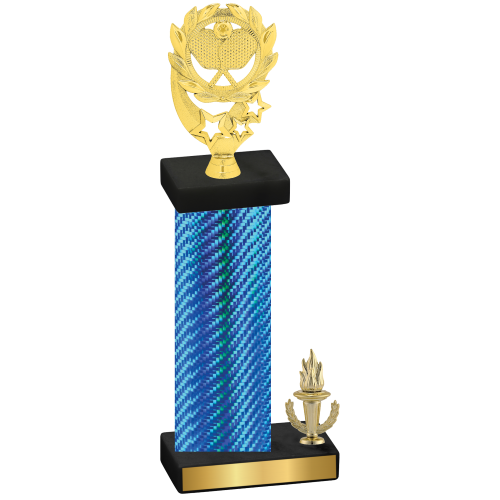 Accented Single Blue Carbon Fiber Victory Pickleball Trophy
